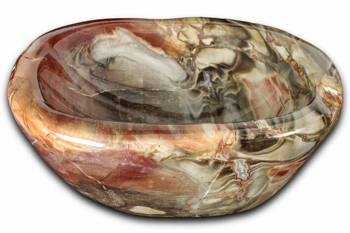 Colorful Polished Petrified Wood Bowl - Madagascar #346835